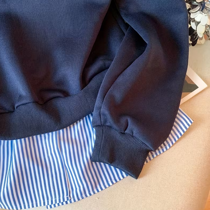 Layered Effect Sweater Chic Navy Blue - ecopulles