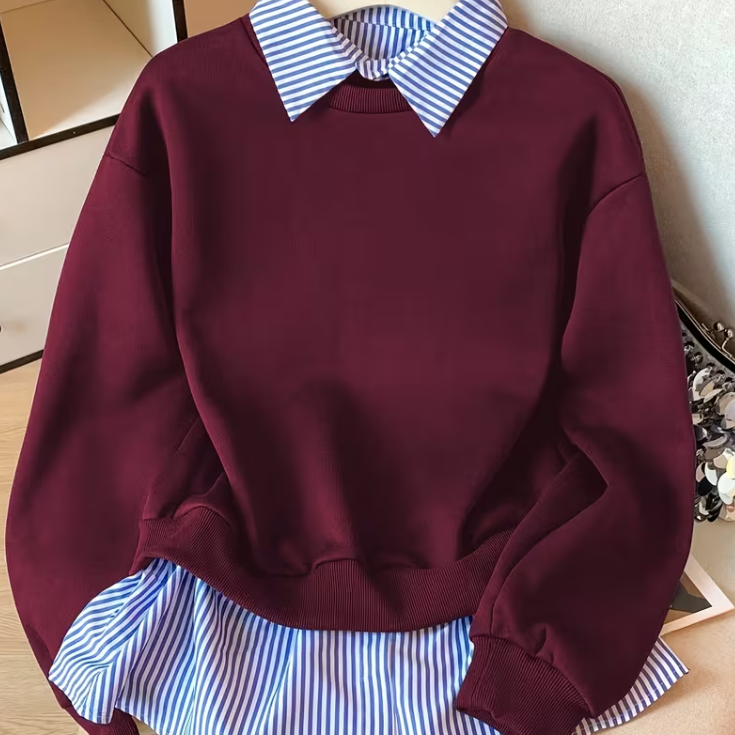 Layered Effect Sweater Elegant Purple - Ecopulles